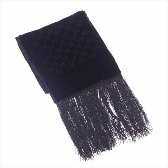 Gucci Scarf G logos Black Woman unisex Authentic Used - Picture 1 of 6